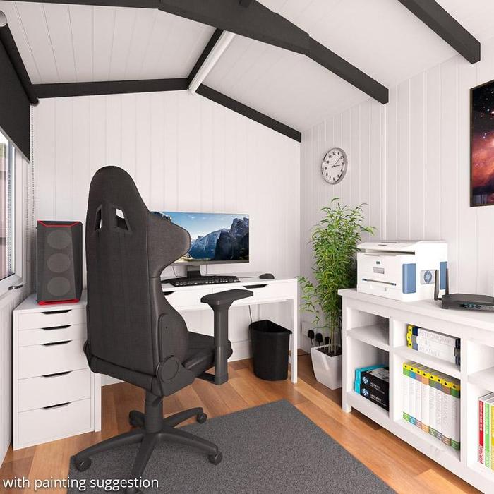 有巢室快装房屋 W2.2m x D2.8m砖效果花园办公室 木塑花园办公室 木塑可移动房屋用于办公