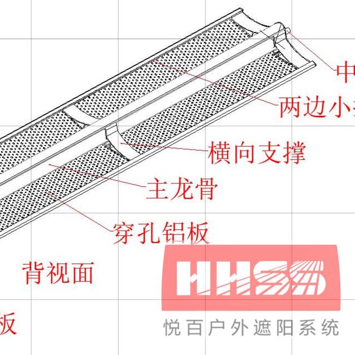 翼帘型遮阳百叶弧形穿孔遮阳百叶