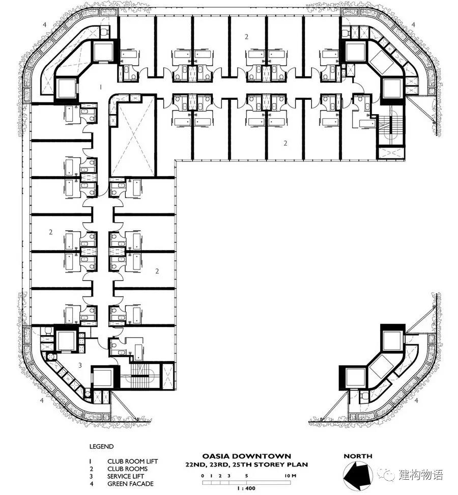 22-25层平面图（西南方向设置空中花园，24层酒店内部布置有所差异）.jpg