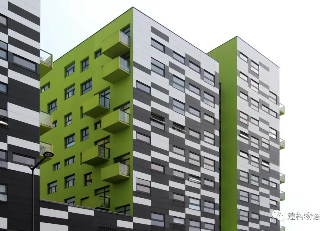 法国Lille某住宅侧墙抹灰+绿色绿色形成的大面积无缝效果。.jpg